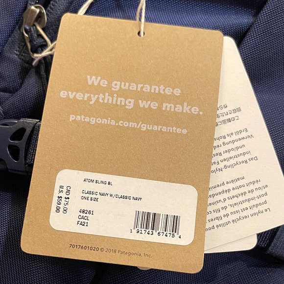 Patagonia Dark Blue Atom Sling 8L NEW with tags!! - Picture 9 of 10